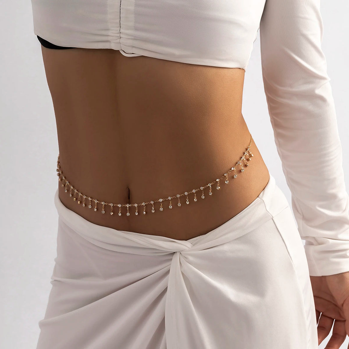 Zircon Rhinestone Waist Chain for Women - Belly Body Chain Jewelry for Parties