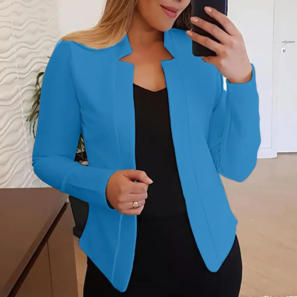 Lightweight Blazer Jacket for Women - No Button Notched Collar Cardigan Coat