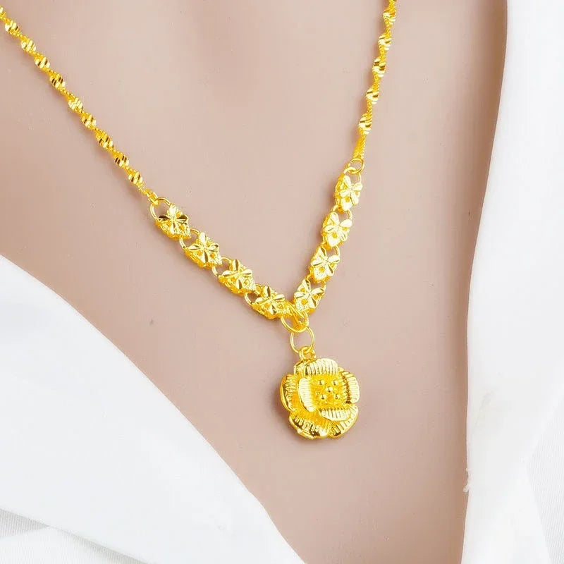 Flower Necklace for Women - Gold Color Wedding or Birthday Jewelry Gift