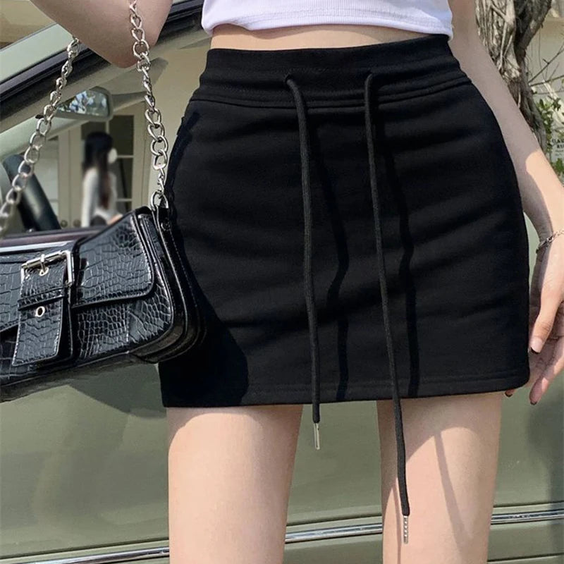 High Waist Drawstring Skirt for Women - Casual Slim Fit A-line Skirt for Spring/Summer