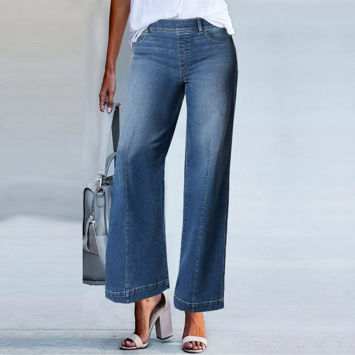 Retro Washed Jeans for Women - Wide Leg Denim Trousers for Summer